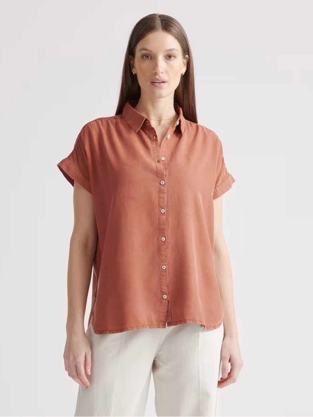 QUINCE Vintage Wash Tencel Camp Shirt